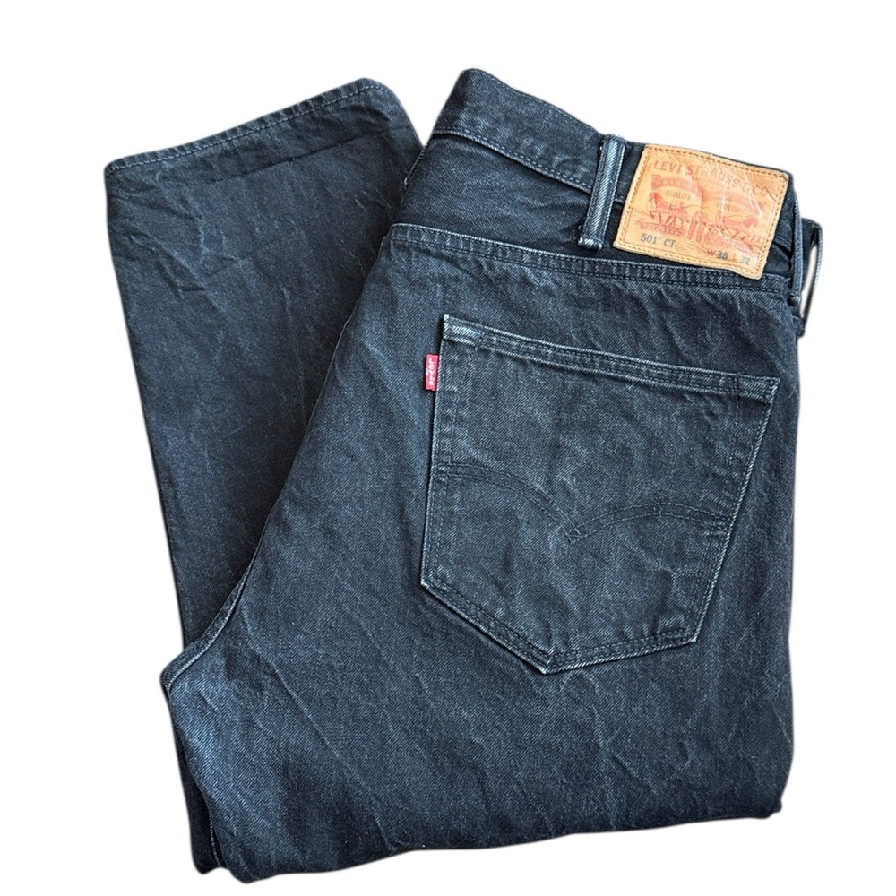 Levi’s 501 CT Black Jeans 38x32 (Fits 36x30) Distressed Faded Button Fly Custom